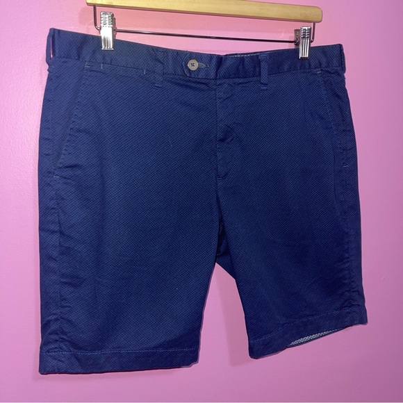 Ted Baker Shorts Men's Size 34 Navy Blue Herbosh Stretch Cotton Mid-Rise Chino - Picture 3 of 9